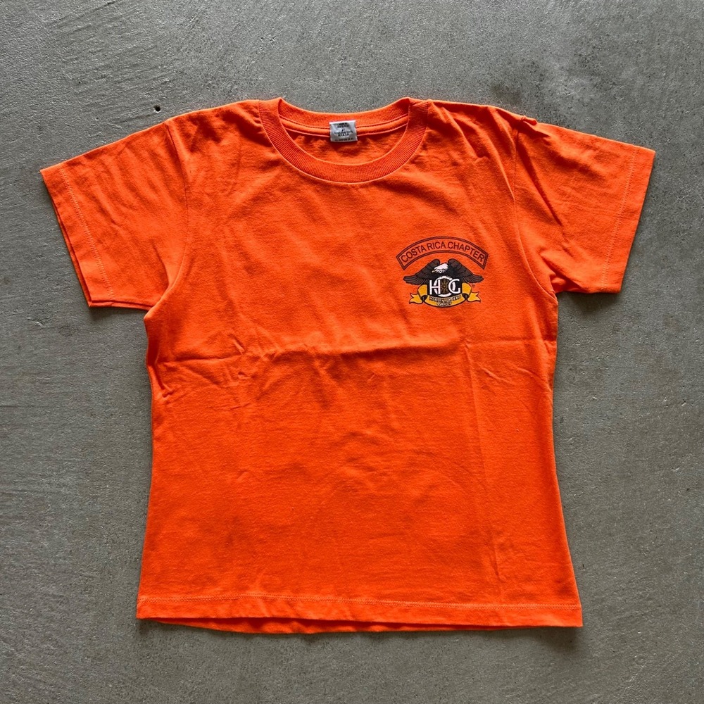 Vintage Harley Davidson Shirt Womens Medium Orange 2006 Costa Rica Hog Rally